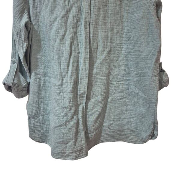 Anne Klein Women's Sage Green Cotton Gauze Button Down Shirt NEW NWOT - Picture 8 of 12